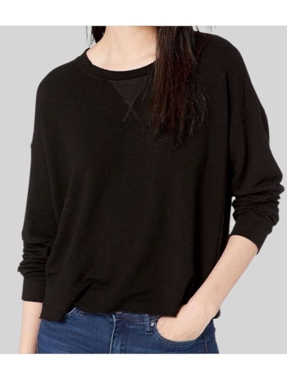 Splendid Dream Slub Pullover Sweatshirt Top Women's S Black Soft Loungewear Cozy